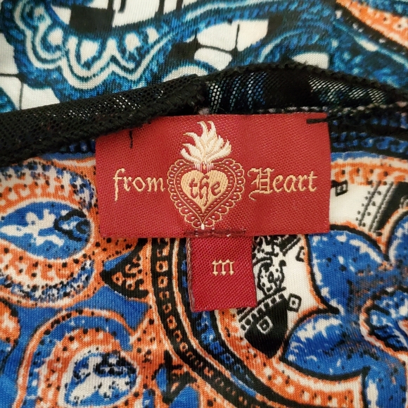 FROM THE HEART | Women's multi-color & pattern cascade-hem dress. Size medium. - Picture 4 of 6